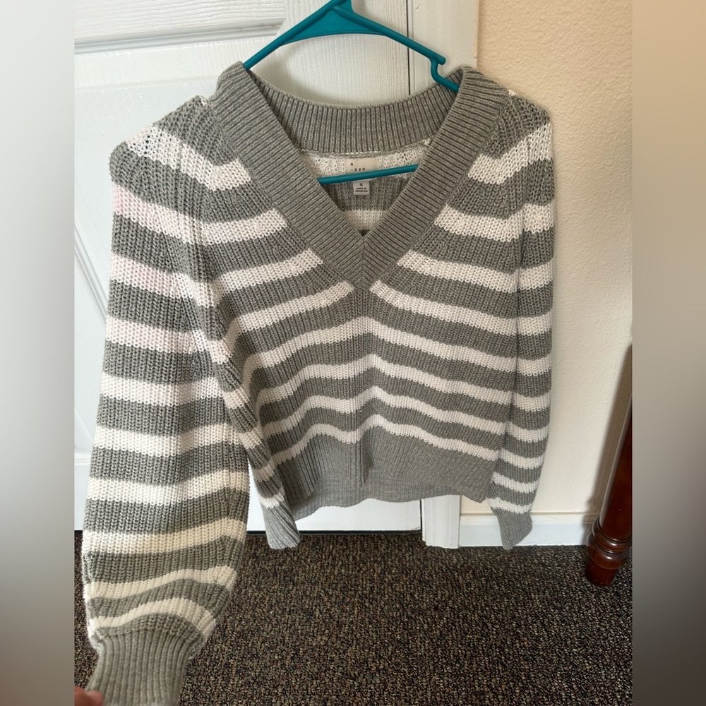 Grey and white comfortable sweater